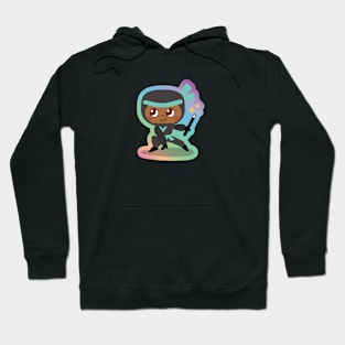 Teal Ninja in Rainbow Hoodie